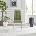 2x Paloma Green Fabric Dining Chairs Silver Legs