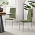 2x Paloma Green Fabric Dining Chairs Silver Legs