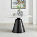 Nina White Marble Ceramic Top Round Dining Table & 4 Light Grey Nora Chairs