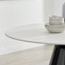 Nina White Marble Ceramic Top Round Dining Table & 4 Light Grey Nora Chairs