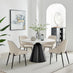 Nina White Marble Ceramic Top Round Dining Table & 4 Cream Beaumont Chairs