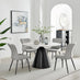 Nina White Marble Ceramic Top Round Dining Table & 4 Light Grey Nora Chairs