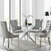 Novara 100Cm Silver Table & 4 Velvet Belgravia Chairs