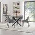 Novara 100cm Black Top Black Leg Round Dining Table & 4 Grey Beaumont Chairs