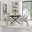 Novara Black Top Dining Table & 6 Beaumont Cream Fabric Chairs