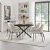 Novara Black Top Dining Table & 6 Beaumont Cream Fabric Chairs