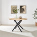 Novara Round Oak Veneer and Black Metal 6 Seater Dining Table