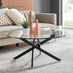 Novara Round Glass and Black Coffee Table