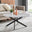 Novara Round White Marble Glass and Black Coffee Table