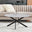 Novara Round White Marble Glass and Black Coffee Table