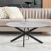 Novara Round White Marble Glass and Black Coffee Table