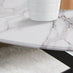 Novara Round White Marble Glass and Black Coffee Table