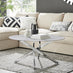 Novara Round White Marble Glass and Silver Coffee Table