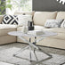 Novara Round White Marble Glass and Silver Coffee Table