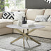 Novara Round White Marble Glass and Gold Coffee Table