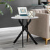 Novara Round White Marble Glass and Black Side Table