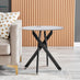 Novara Round White Marble Glass and Black Side Table