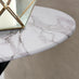 Novara Round White Marble Glass and Black Side Table