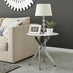 Novara Round White Marble Glass and Silver Side Table