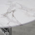 Novara Round White Marble Glass and Silver Side Table