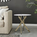 Novara Round White Marble Glass and Gold Side Table