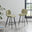 2x Nyla Sage Green Fabric Counter Stools Black Legs