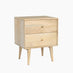 Ontario 2 Drawer Rectangle White Oak Wood Bedside Table