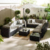 Orlando Black Rattan & Grey 10 Seat Modular Garden Sofa