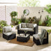 Orlando Black Rattan & Grey 4 Seat Modular Garden Sofa