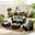 Orlando Black Rattan & Grey 4 Seat Modular Garden Sofa