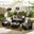 Orlando Black Rattan & Grey 4 Seat Modular Garden Sofa