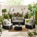 Orlando Black Rattan & Grey 4 Seat Modular Garden Sofa