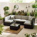 Orlando Black Rattan & Grey 6 Seat Modular Garden Sofa