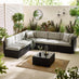 Orlando Black Rattan & Grey 6 Seat Modular Garden Sofa