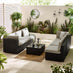 Orlando Black Rattan & Grey 6 Seat Modular Garden Sofa