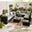 Orlando Black Rattan & Grey 8 Seat Modular Garden Sofa