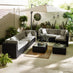 Orlando Black Rattan & Grey 8 Seat Modular Garden Sofa