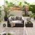 Orlando Brown Rattan & Brown 4 Seat Modular Garden Sofa