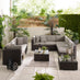Orlando Brown Rattan & Brown 8 Seat Modular Garden Sofa