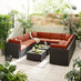 Orlando Brown Rattan & Orange 10 Seat Modular Garden Sofa