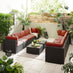 Orlando Brown Rattan & Orange 10 Seat Modular Garden Sofa