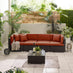 Orlando Brown Rattan & Orange 4 Seat Modular Garden Sofa
