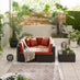 Orlando Brown Rattan & Orange 4 Seat Modular Garden Sofa