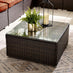 Orlando Brown Rattan & Orange 4 Seat Modular Garden Sofa
