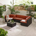 Orlando Brown Rattan & Orange 6 Seat Modular Garden Sofa