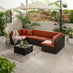 Orlando Brown Rattan & Orange 6 Seat Modular Garden Sofa