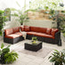 Orlando Brown Rattan & Orange 6 Seat Modular Garden Sofa