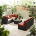 Orlando Brown Rattan & Orange 6 Seat Modular Garden Sofa
