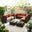 Orlando Brown Rattan & Orange 8 Seat Modular Garden Sofa