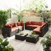Orlando Brown Rattan & Orange 8 Seat Modular Garden Sofa